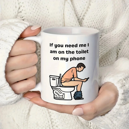 1pc, Funny Toilet Cup, Ceramic Coffee Cup Double-Sided Design, White Tea Cup for Hot Or Cold Drinks, Desk Decoration, If You Nee