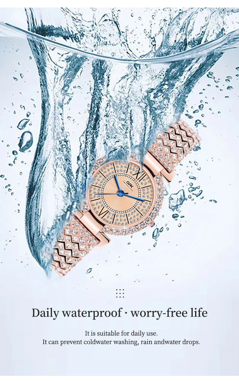 OPK 8618 Women Watch Simple Elegant Quartz Watch Waterproof Luminous Diamond Inlaid Watch For Women Box Gifts Original Reloj