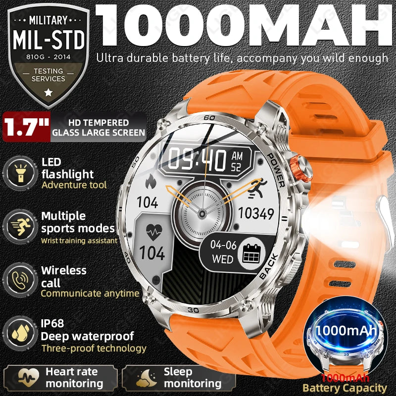 T-Rex 3 Military 1000mAh Super Capacity Battery Men Smart Watch 1.75" HD Screen Call 5ATM Waterproof Sport Smart Watches For Men