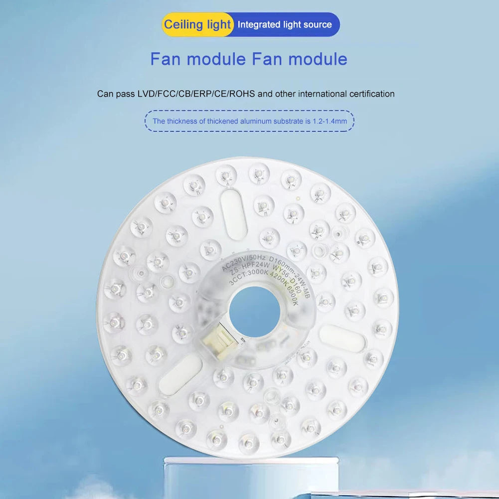 LED Ring Panel Circle Light AC 110V/220V 15/18/24W Replacement Round Ceiling Board Circular Lamp Board Ceiling Fan LED Module