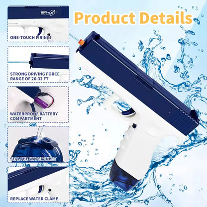 @Electric Water Gun Rechargeable Automatic & Manual Spray Gun Capacity Range Up to 32 FT Range for Adults & Kids