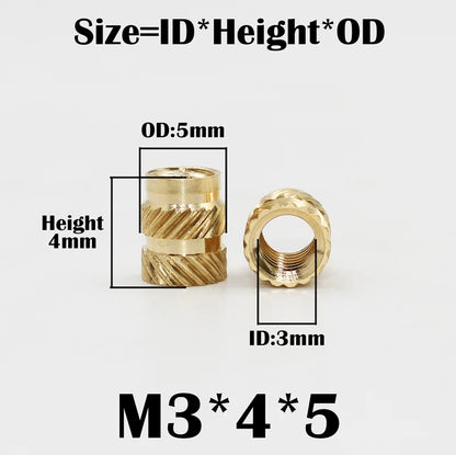 Brass Heat Set Insert Nut Tool Soldering Iron Hot Melt M3 Threaded Inserts Pressed Fit for 3D Printer Plastic Case Insertion Nut