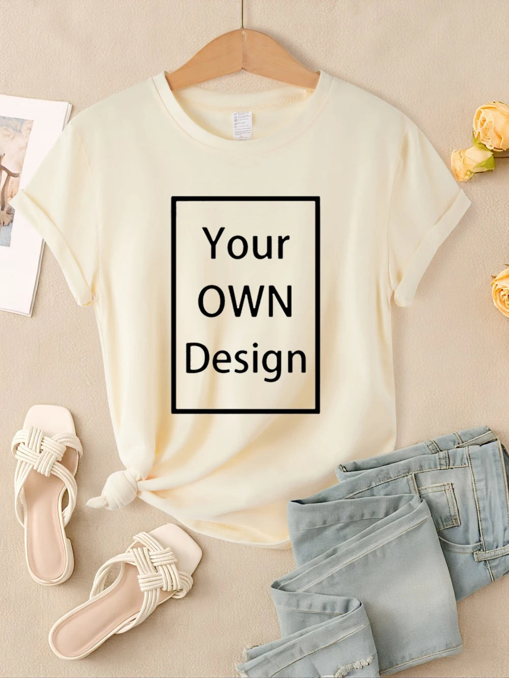 Summer Custom Womens T-Shirts DIY Logo/Graphic Tops Basic Multicolor T Shirt Loose O-Neck Short Sleeve Tees Casual Woman Clothes