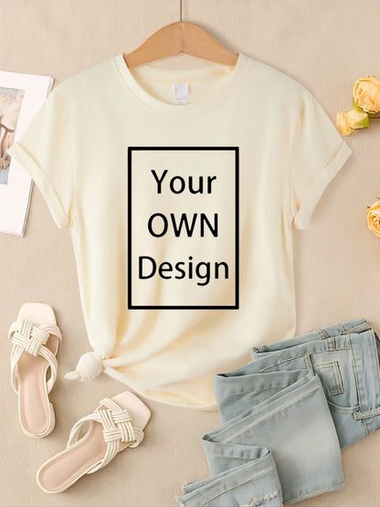 Summer Custom Womens T-Shirts DIY Logo/Graphic Tops Basic Multicolor T Shirt Loose O-Neck Short Sleeve Tees Casual Woman Clothes