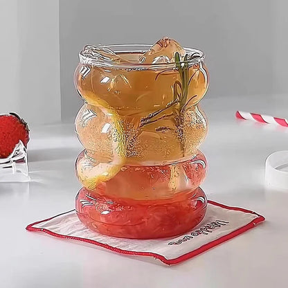 Transparant Drinking Glass Cup Creative Wave Shape Iced Coffee Tumbler Cup Juice Milk Tea Mug Drinkware Water Glasses Ripple Mug