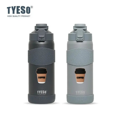 TYESO 750ML Double Wall Insulated Water Bottle Hot Water 304 Stainless Steel Flask for Fitness Outdoor Hiking Coffee Sticker