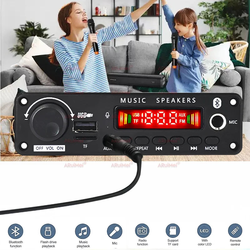 400W Amplifier Bluetooth MP3 WMA APE Decoder Board DC8-26V  Handsfree Car Audio Microphone USB TF FM Radio DIY Mp3 Music Player
