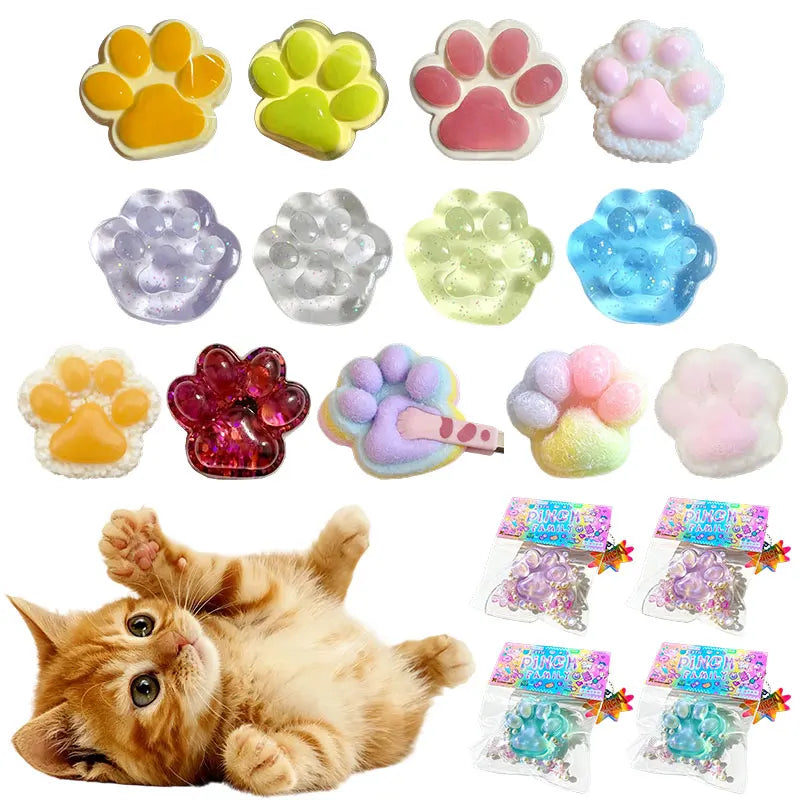 16pcs Cat Claw Squishy Soft Toy Multicolour Simulated Cat Claw Model Stress Relief Slow Rebound Decompression Office Decor Gifts