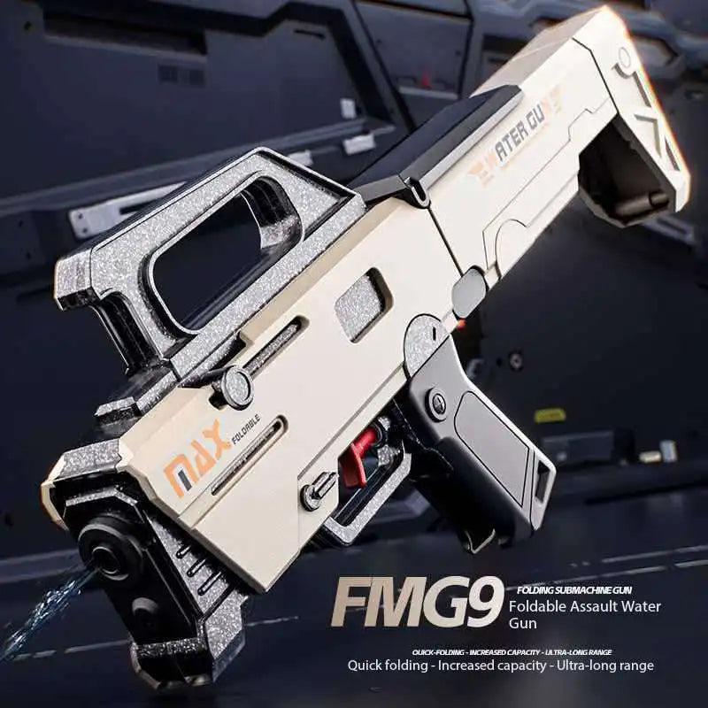 New FMG9 Folding Submachine Water Gun With Manual Continuous Firing Ultra Long Range Large Capacity  Water Play Toys Water Gun ﻿