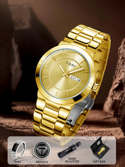TOMI Luxury Business Men's Watch Gift Box Set Lapel Box Trendy Simple Multi-functional Quartz Watch Men's Watch Christmas