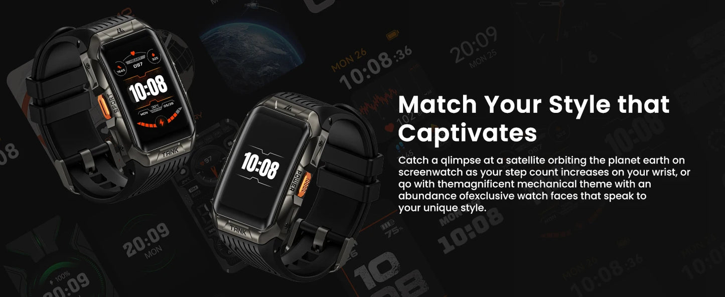 2025 KOSPET TANK X2 Rugged Smart Watch For Men 3D Curved Screen AMOLED AOD 5ATM IP69K Waterproof Bluetooth Call AI Assistant