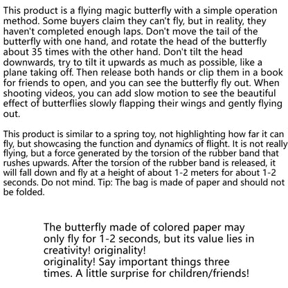 12PCS Magic Flying Butterflies Wind Up Toy Bookmark Greeting Rubber Band Powered Magic Prop,Surprise Gift Wedding,Birthday,Party