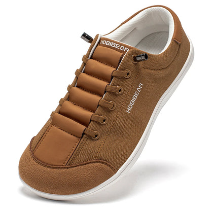 HOBIBEAR Wide Toe Barefoot Shoes for Unisex Minimalist Canvas Sneakers Lightweight Adjustable Slip On Walking Shoes