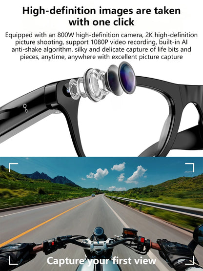 Lenovo Upgrade Smart AI Glasses 1600W HD 8K Shooting Camera Photo Video Voice Call Translation Bluetooth AI Motorcycle Glasses