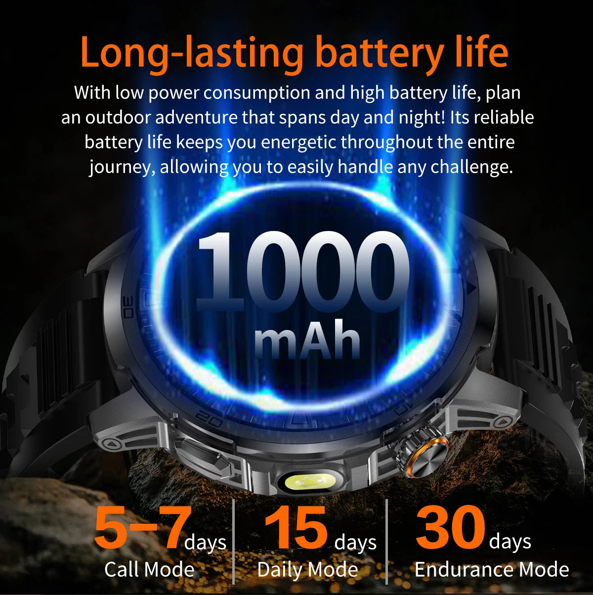 LIGE Nowy Wojskowy Zewnętrzny Inteligentny Zegarek 1,85" AMOLED Bateria 1000mAh 5ATM Wodoodporny Rozmowy Głosowe Sportowa Męska Opaska Fitness