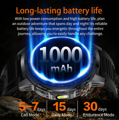 LIGE Nowy Wojskowy Zewnętrzny Inteligentny Zegarek 1,85" AMOLED Bateria 1000mAh 5ATM Wodoodporny Rozmowy Głosowe Sportowa Męska Opaska Fitness