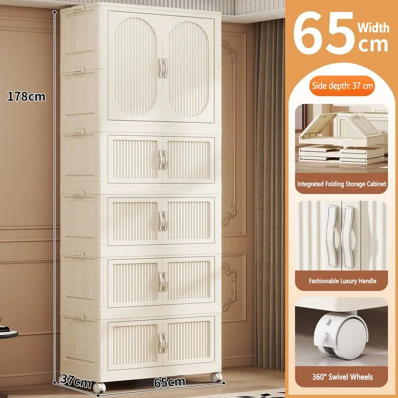 Foldable Baby Closet Plastic Infant Wardrobe Children's Clothing Storage Cabinet for Home Bedroom No Installation Needed