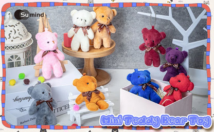 18-90Pcs Mini Teddy Bear Toy Plush Stuffed Bear Doll for Keychain Craft DIY Accessory Birthday Gifts Party Favors Supplies 4.7in