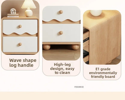Cute Wood Children's Nightstands for Bedroom Furniture Cute Dormitory Storage Bedside Tables Home Children's Storage Cabinets