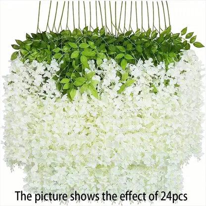 12pcs Wisteria Vine Artificial Flowers Wholesale Trailing Fake String for Home Wedding Party Decor Silk