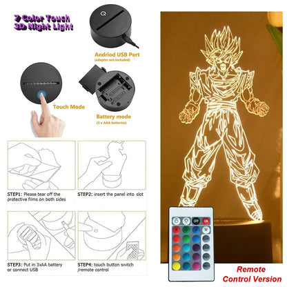 Dragon Ball Z Anime Figures Goku Vegeta Gohan Broly 3D Lamp PVC Action Figures Toys for Children Trunks Buu Super Saiyan Gifts