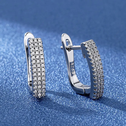925 Sterling Silver Earrings Jewelry High Quality Retro Simple Pattern Purple White Zircon Earrings Hot Sale