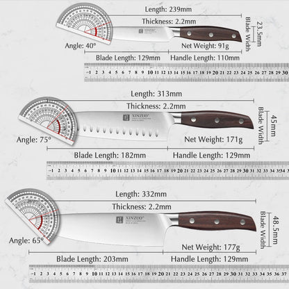 XINZUO 1-5PCS High Quality 3.5+5+8+8+8"  Paring Utility Cleaver Chef Knife Germany 1.4116 Stainless Steel Kitchen Knife Sets