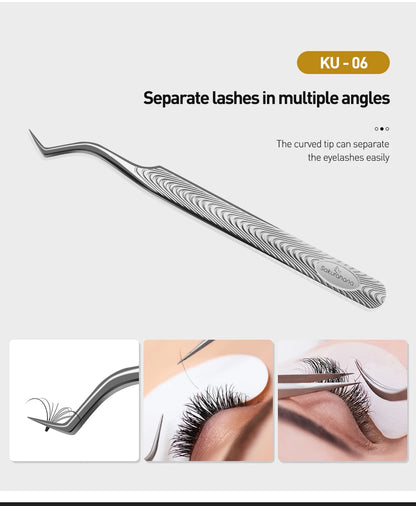 SAKURAHANA Anti-Static Eyelash Tweezers Professional High Precision Volume Extension Stainless Steel Anti-slip Makeup Tool