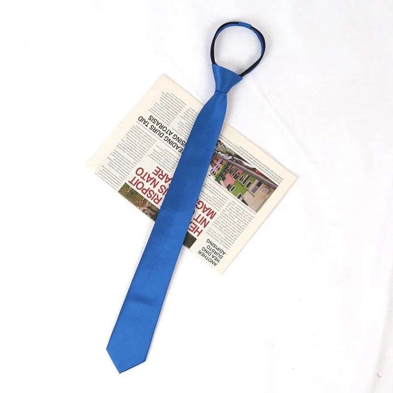 New Unisex Solid Necktie Zipper Tie 6cm Casual for Man Women Gravatas Skinny Slim Mens Party Wedding Shirt Accessories Corbatas