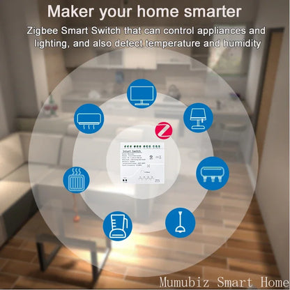 Tuya Zigbee 4 Gang Smart Switch with Temperature or Humidity Sensor Passive Dry Contact 32V 250V Switch Relay Alexa Compatible