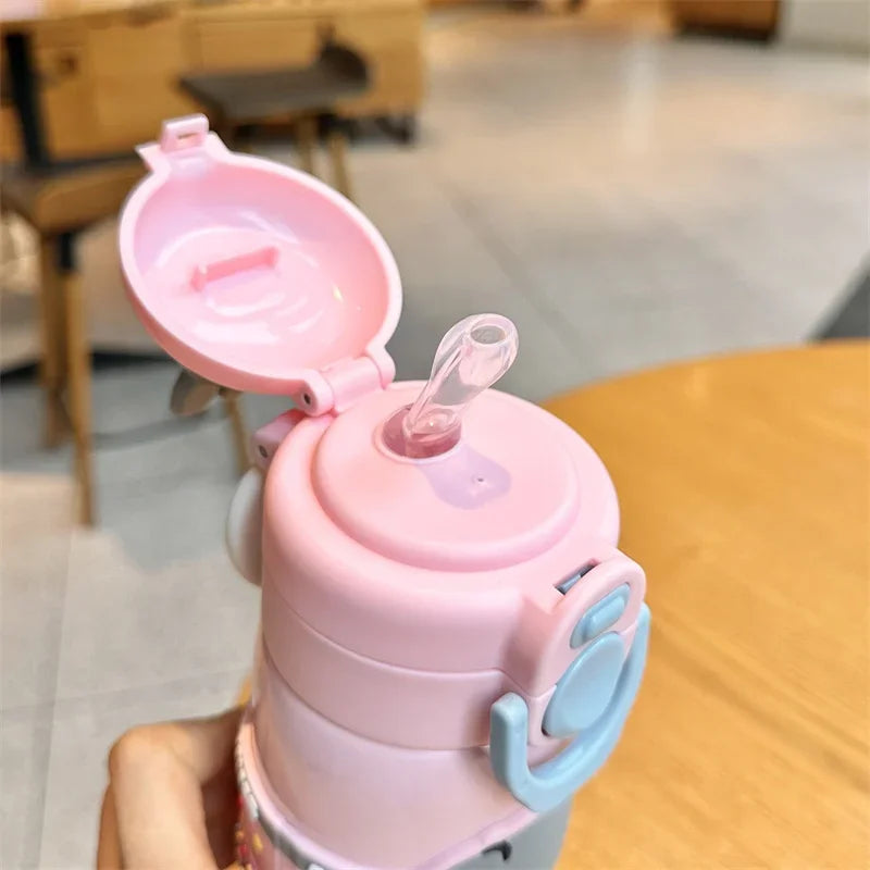 X&W  Zootopia Judy Nick Stainless Steel Insulated Cup Double Drinking Straw Cup Warm and Cold Proof Outdoor Sports Water Bottle