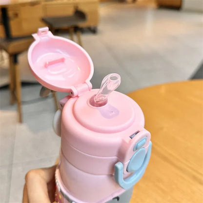 X&W  Zootopia Judy Nick Stainless Steel Insulated Cup Double Drinking Straw Cup Warm and Cold Proof Outdoor Sports Water Bottle
