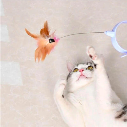 Cat Feather Collar Toy, Interactive Toys for Indoor Cats Self Play Funny Teaser Wand Neck Toy Feathers with Bell