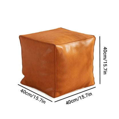 Light Luxury Non-Slip Storage Stool Large Capacity No Fillings PU Leather Ottoman Square Thicken Leather Pouf Balcony