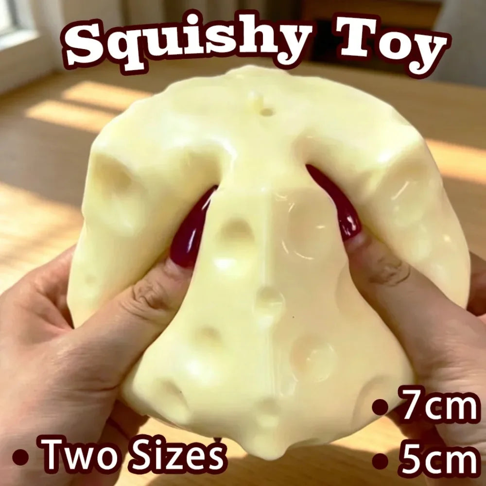 CCC Cheese Cube Stress Ball Big Cheese Shapeable Squeeze Ball Non-Bounce Fidget Toy ASMR Sensory Anti-Stress Christmas Gifts