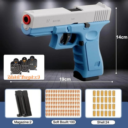 G17 Shell Throwing EVA Safety Soft Bullet Toy Gun with Blowback for Outdoor Continuous Firing Shooting Game Christmas Gift