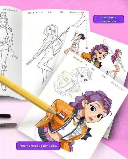 Stress Relief Coloring Book Cute Anime Girls 36/56 Pages Relaxing Activity Book for Adults Kids Birthday Gifts