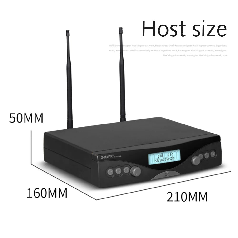 Wireless Microphone G-MARK G320AM Professional UHF 2 Channels Karaoke Mic Handheld Automatic Frequency Adjustable 100M