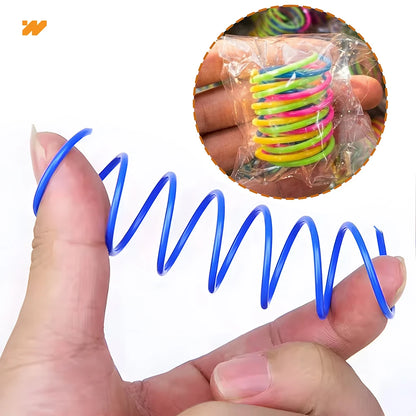 12/24pc Cat Spring Toys Colorful Plastic Spiral Interactive Cat Toy Coil Springs for Kitten Indoor Hunting Chasing Swatting Play