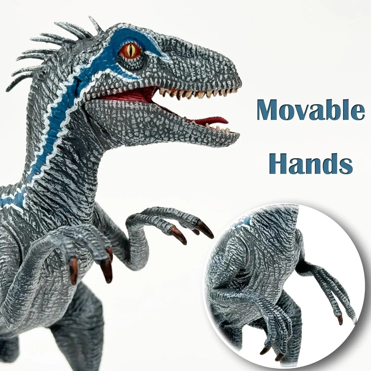 Velociraptor Dinosaur Toy for Kids and Dino Lovers, Super Raptor Dinosaur with Moveable Jaw and Hands, Realistic and Funny
