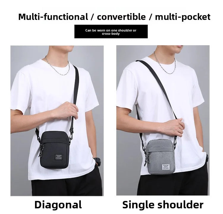 1Pcs 14×5×19cm Men Womens Canvas Crossbody Bag Lightweight Mini Shoulder Phone Pouch for Outdoor Hiking Travel Sports Square Bag