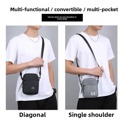 1Pcs 14×5×19cm Men Womens Canvas Crossbody Bag Lightweight Mini Shoulder Phone Pouch for Outdoor Hiking Travel Sports Square Bag
