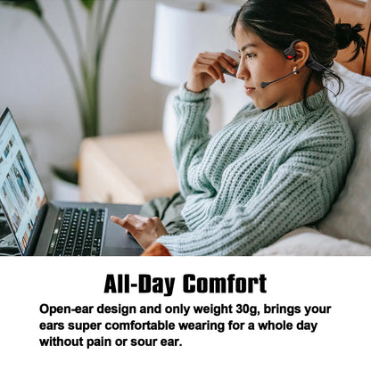 Open Ear Bone Conduction Headphones with dual microphone Wireless Bluetooth Headphone with Mic Headset for work/business/Cycling