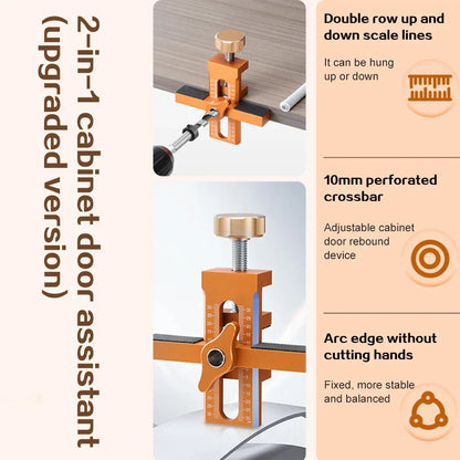 Adjustable Cabinet Door Mounting Jig Quick Positioning Hole Opening Tool Aluminum Alloy for Woodworking Installing Cabinets Tool