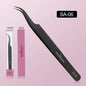 SAKURAHANA Professional Eyelash Tweezers Black Fiber Tip For Lash Extensions Mega Volume Mink Lashes Tool Makeup Artist Kit