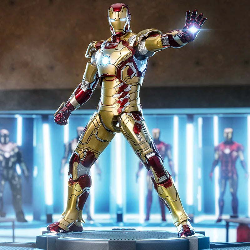 7 inches LED ZDTDS Toy Iron Man3 MK42 Large Platform Action Figure Movie Doll Tony Stark Joint Mobility Model Birthday Gift