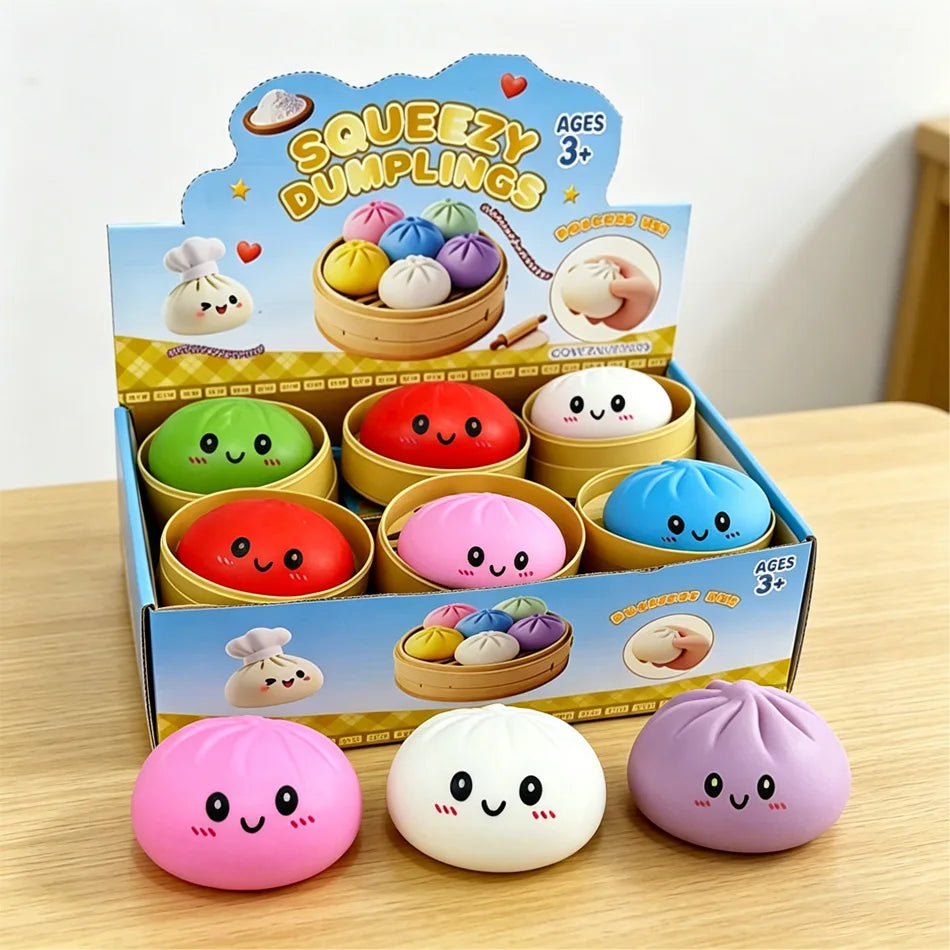 Glitter dumpling squishies Glitter Dumpling Squishy with Box Dumplings Sensory Dumpling Pressure Toy for Stress Relief