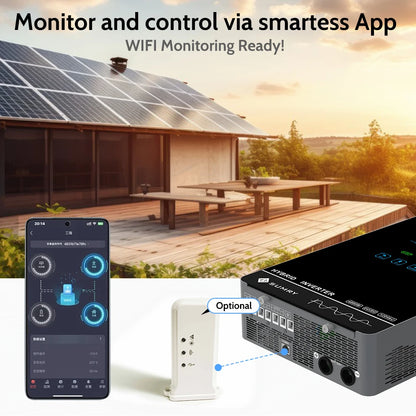 Sumry 4KW 120V Off Grid Solar Inverter 24V 140A 5600W MPPT Charger Pure Sine Wave Home Inverter 6.25 Inch LCD Display