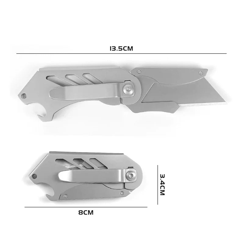 Stainless Steel Folding Utility Knife Sharp Pocket Knife With Back Splint EDC Survival Tool Corkscrew Replaceable SK5 Blade