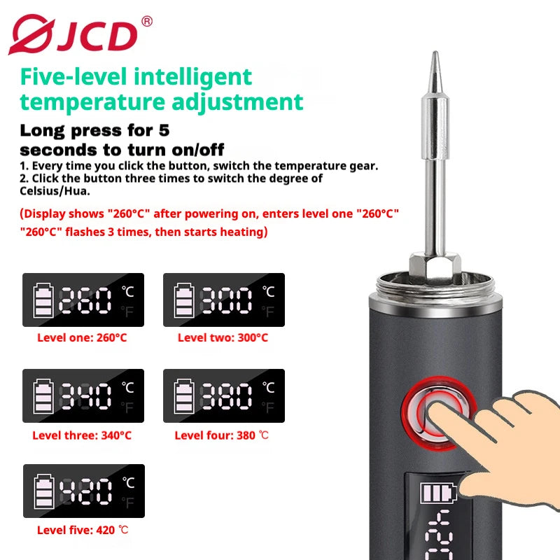 1400mah USB Soldering Iron Wireless Charging Electric Soldering Iron Fast Charging Rechargeable Portable Repair Welding Tools